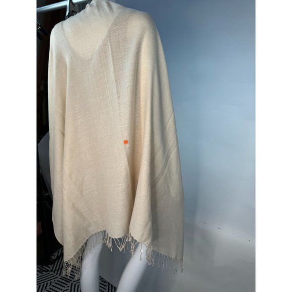 Bijoux Terner Pashima Wrap with Fringe OS Beige Polyester - has Blemish - Picture 7 of 16
